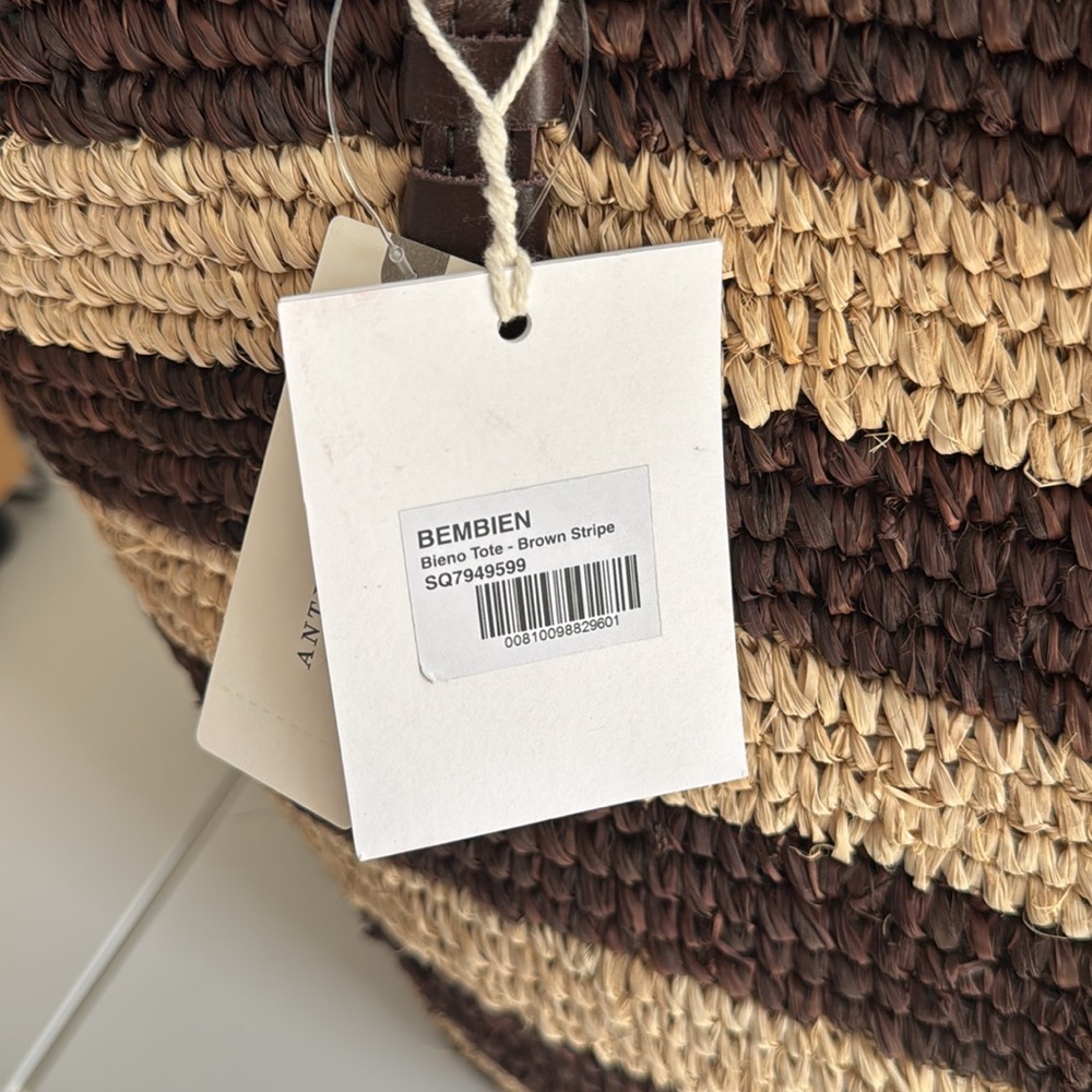 Striped Brown and Cream Tote Bag - Picture 5 of 8